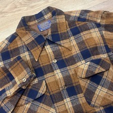 Vintage 60s 70s Pendleton Board Shirt Med Wool Shadow Made USA Loop Collar EUC