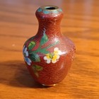 Vintage Cloisonne Chinese Red Floral Enamel Mini Vase 1.5" — photo 3