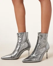 ALLSAINTS  Natasha Pointed Metallic Leather Boots Size 8 Ankle