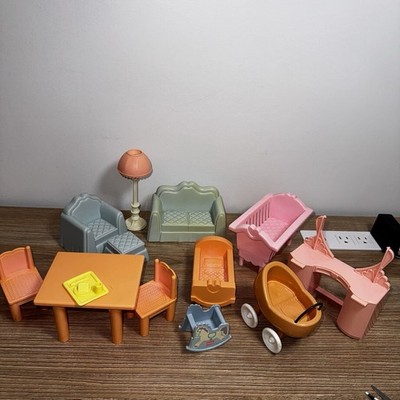Playskool Dollhouse Furniture Couch Crib Chair Table Lamp Dresser Stroller Mom