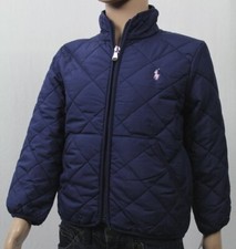 Polo Ralph Lauren Kids Navy Blue Quilted Coat Jacket Pink Pony NWT 110