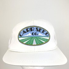 Vtg Carr Seed Company Patch Hat Spell Out Script Logo Trucker Baseball Dad Cap