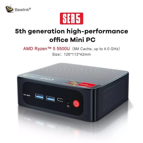 Beelink SER5 Mini PC Win 11 TV Box AMD 6 Core Ryzen 5 5500U Radeon Grafik 16GB - Bild 4 von 16