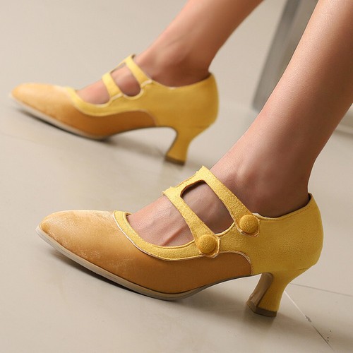 Scarpe Mary Jane a punta scamosciate retrò primavera 2025 scarpe doppia fibbia - Foto 20 di 29