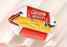CHICKEN NUGGETS - metal pin brooch lapel - funny cute - FREE SHIPPING