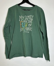 Life Is Good Crusher Tee My Family Puts The Fun In Dysfunctional Size Lg Green