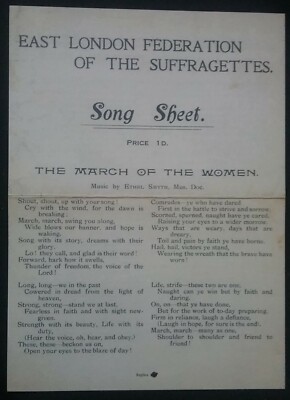 SUFFRAGETTENLIEDBLATT, EAST LONDON FEDERATION OF THE SUFFRAGETTES 
