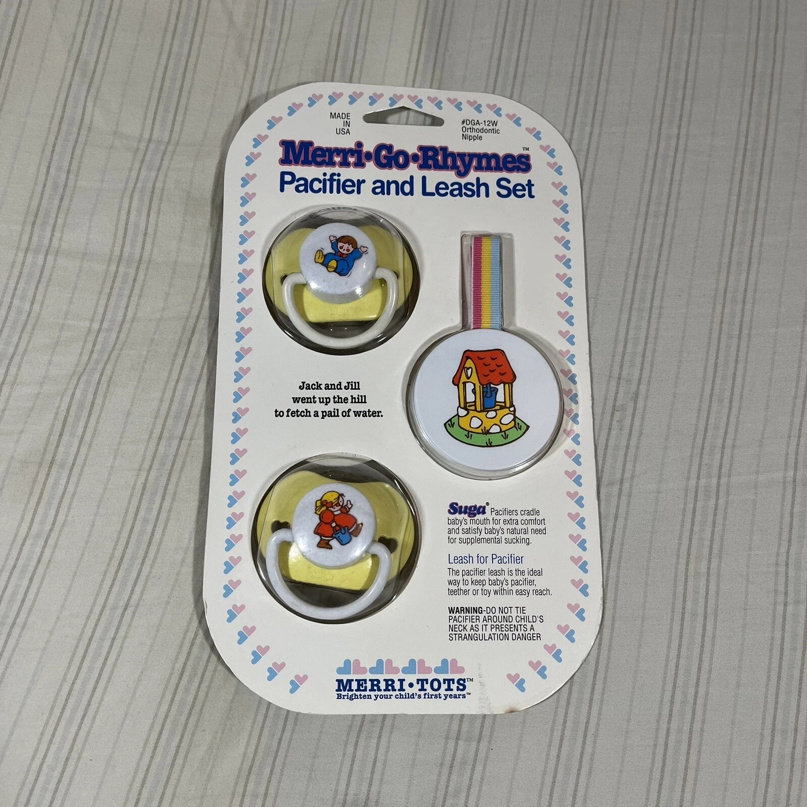 Vintage 1992 Merri Tots Pacifier and Leash Set NOS Sealed Jack n Jill Reborn H1