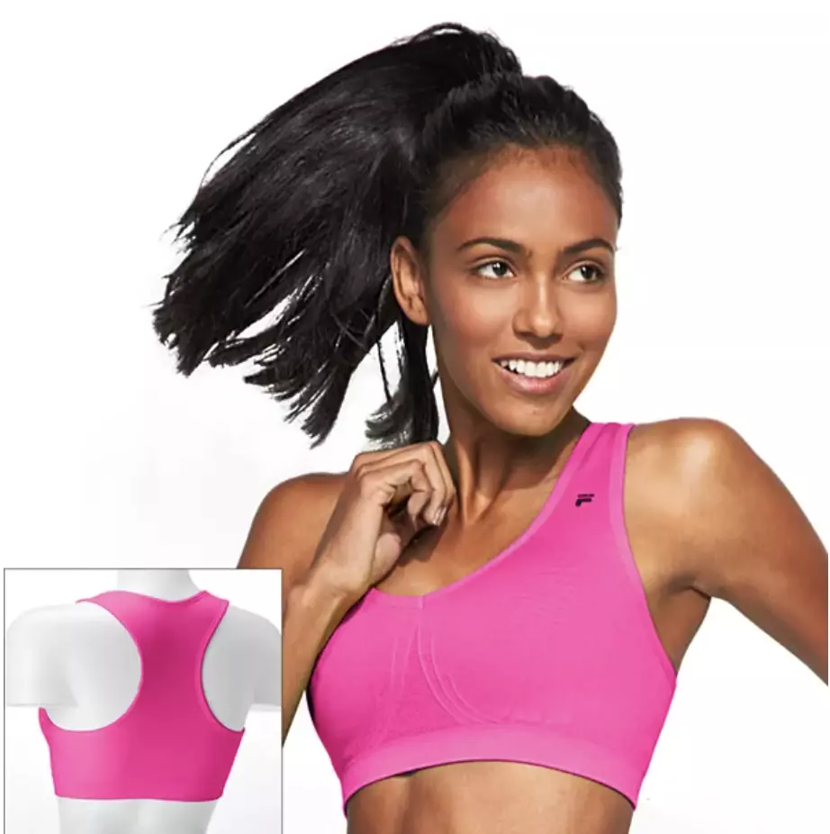 Fila Sport Hot Neon Pink Core Essential Seamless Sports Bra Women's Size S