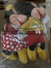 The Disney Store Set Of 2 Minnie Mouse Mini Bean Bags Beanie 9'' W/Tags Attached