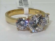 Damen Drei Steine Gold Ring Vergangenheit Gegenwart Zukunft cz18kt Stahl 3,5 Karat 3672