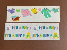 Mrs. Grossman's Stickers Lot of 2 Strips 2" x 6.5" Clothes line, baby, its a boy