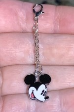 Silver Mickey Mouse Charm Zipper Pull  Keychain Add On Clip 