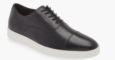 JOHNSTON & MURPHY SIZES 8.5 to 14 BLACK WHITE LEATHER CAP TOE OXFORD SHOE