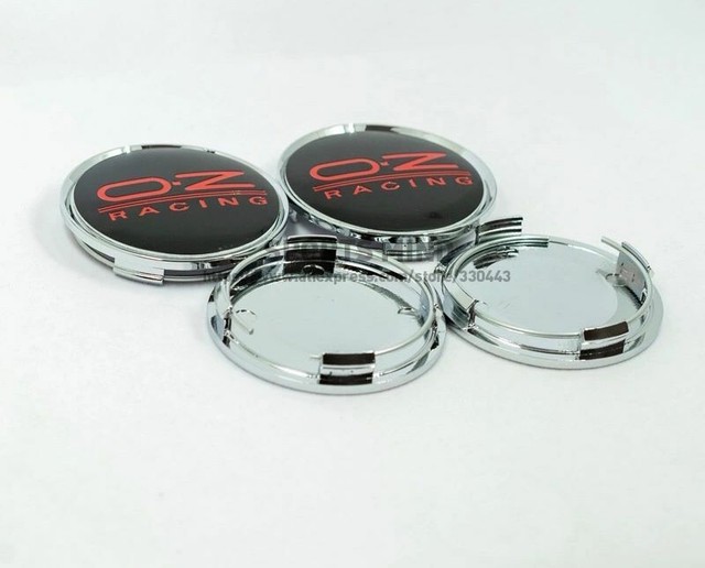 4 Pcs OZ O.Z Racing Style 63mm/58mm JDM F1 EDM Black CHROME Wheel