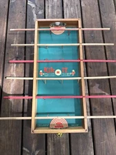Carrom Kik-it  Foosball Soccer Game Table Top Toys Wooden Vintage With 2 Balls