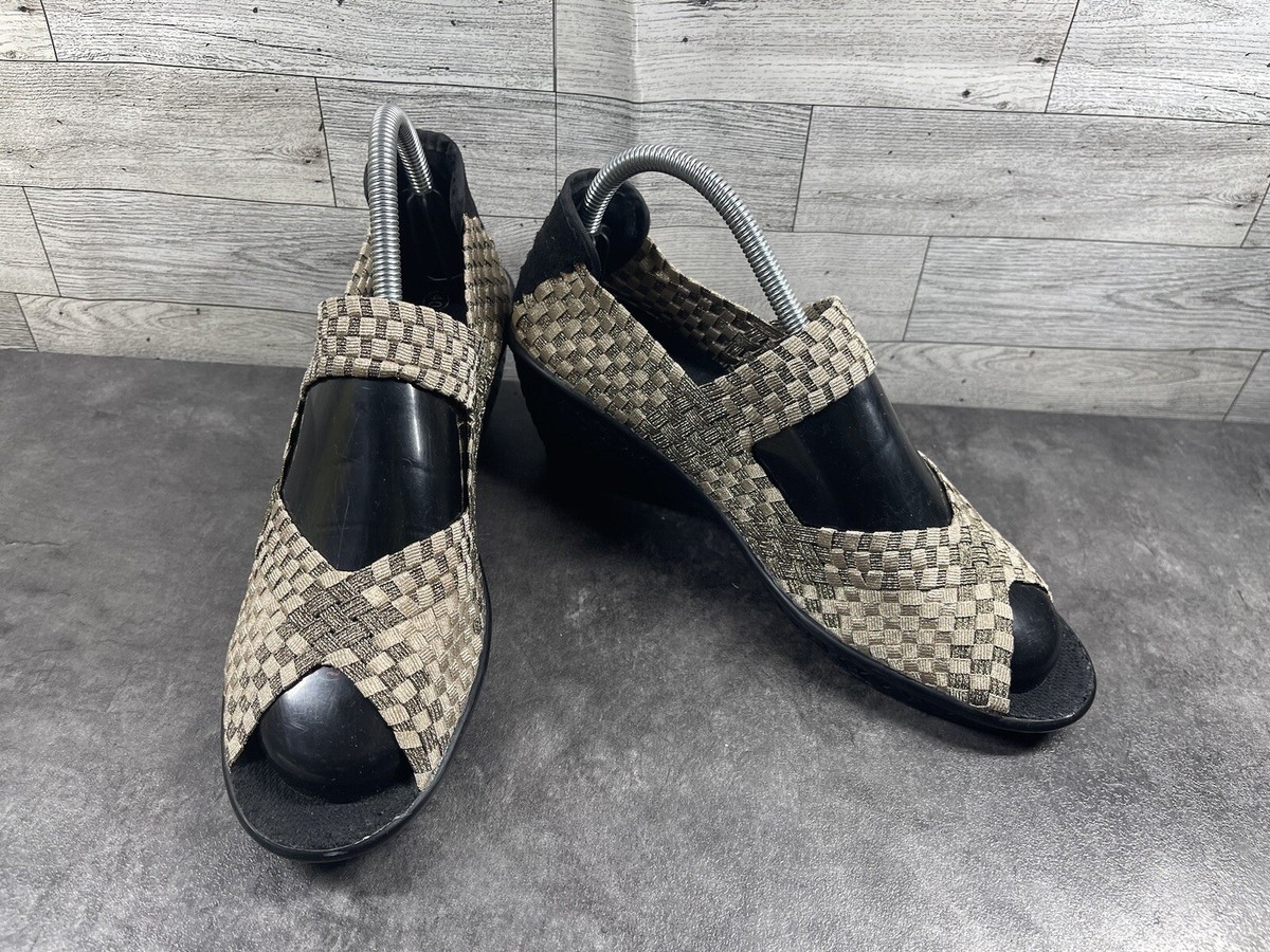 Bernie Mev Women Lulia Shoes Gray Tan Perforated Knit Comfort