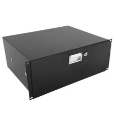 Professional 19" 4U Steel Plate DJ Drawer Equipment Cabinet w/Keys Black