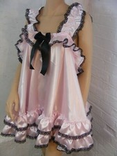 sissy dress satin babydoll negligee nighty fancy dress maid cosplay