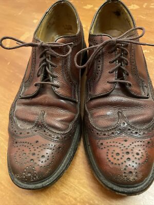Vtg DEXTER Dimpled Brown Leather Wingtips Style Hip Shoes  display picture 1