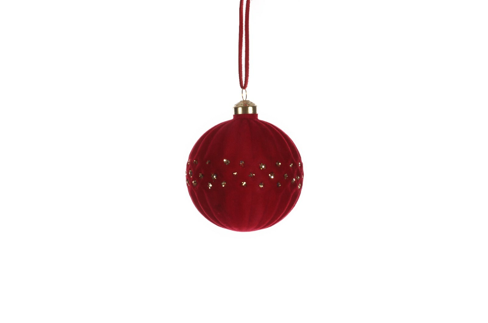 JINGLES 8CM RED SOFT TEXTURED GLASS BAUBLE CHRISTMAS DECORATION
