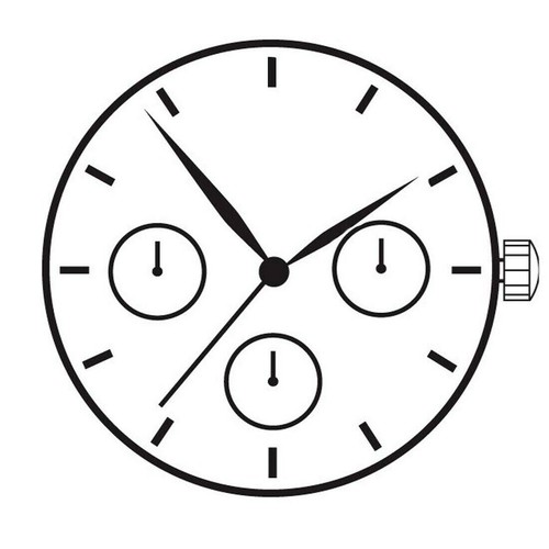 3-Eye 6-Hand Quartz Movement Date@6 Day@3 For Hattori Epson TMI VX9J VX9JE Watch - Foto 6 di 6