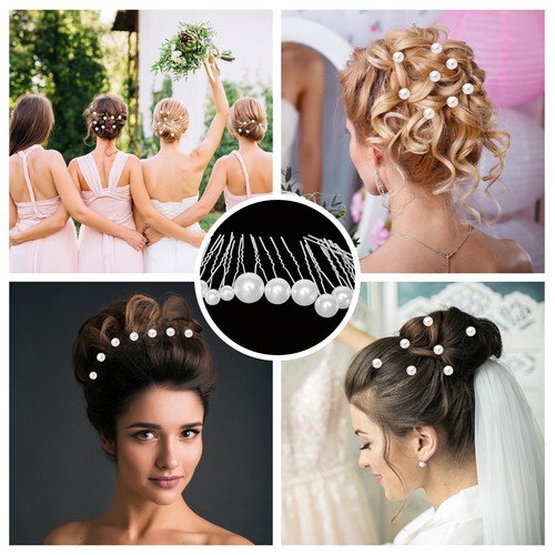 Luxury Gold Silver Pearl Bridal Hair Pins Clips Grip Bridesmaid Party - Picture 15 of 15