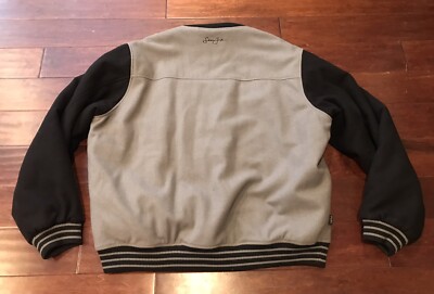 Vintage Sean John Mens Black Gray Diamond Quilted Wool Blend