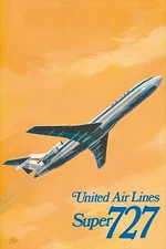 UNITED AIRLINES 727 VINTAGE STYLE PRINT/POSTER QUALITY PHOTO PAPER/CANVAS T52