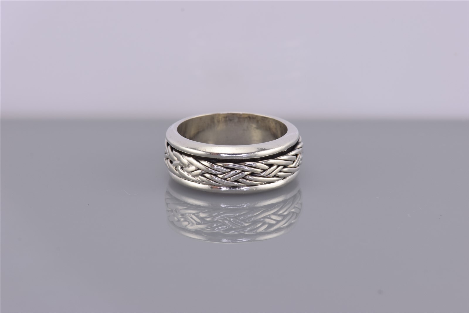 Sterling Silver 8mm Solid Braided Rope Thick Band… - image 5