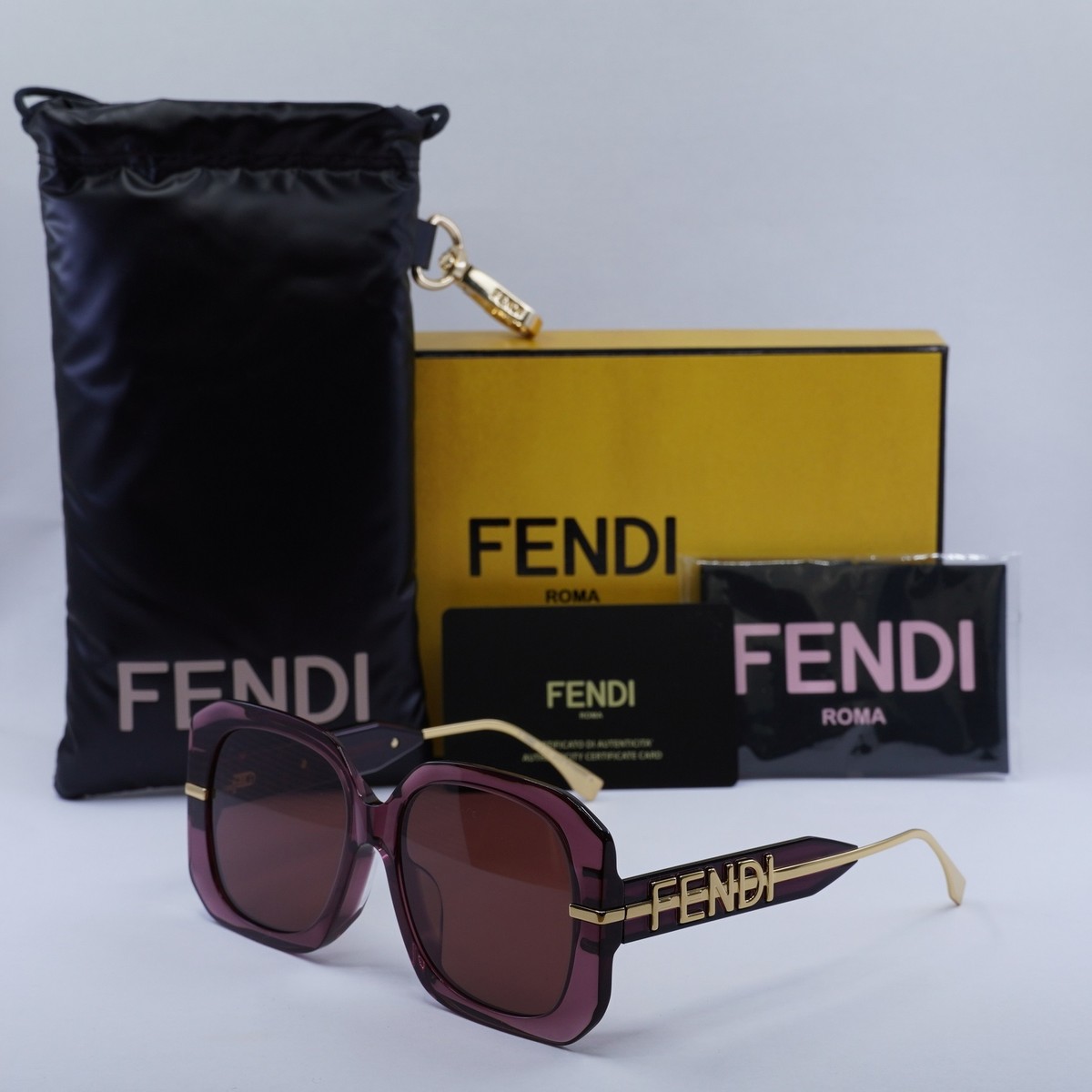 New FENDI FE40065F 81S Transparent Burgundy/Burgundy 56-16
