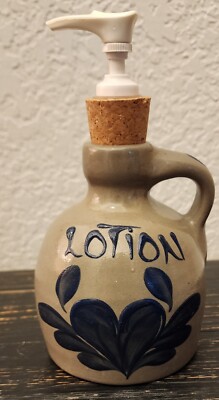 VTG 1995 Beaumont Brothers Pottery BBP Heart Soap Dispenser & Pump Salt Glaze