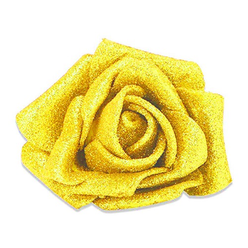 ROSE IN SCHIUMA 6 CM Fiore Glitterato con Stelo Fiori Artificiali Bouquet Decorazione Festa - Foto 10 di 12