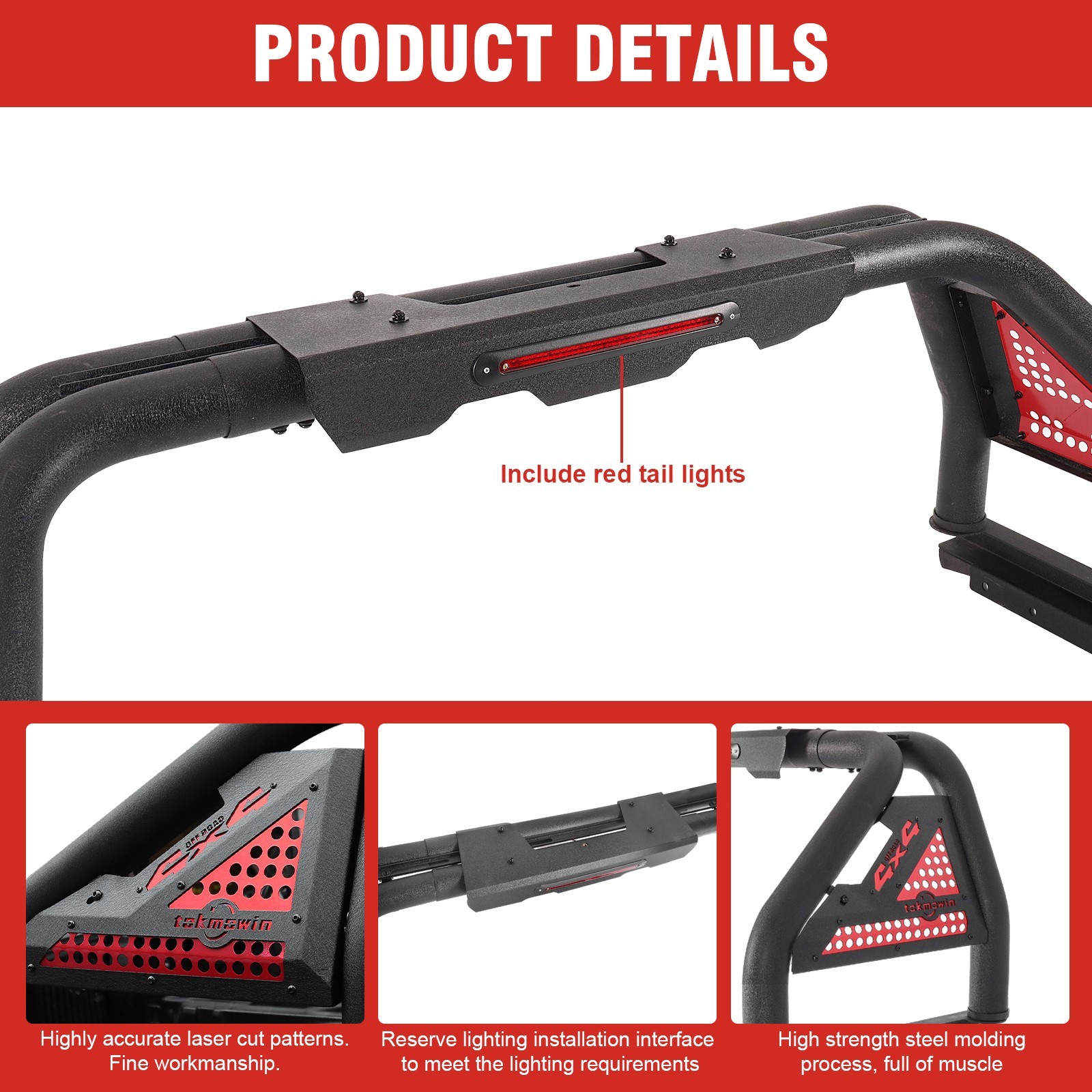 Roll Sport Bar Adjustable Chase Roof Rack Bed Bar For Tacoma/Frontier/Ridgeline