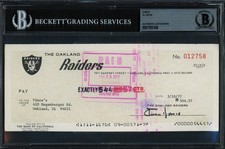 Al Davis Autographed Signed Check Oakland Raiders Owner Beckett BAS #17857438