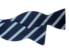 Vintage Brooks Brothers Makers - England - Silk Bowtie Bow Tie - Blue - Stripes