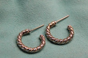 Tiffany & Co. Sterling Silver 18K Yellow GoldTwist Rope 25mm Hoop Earrings