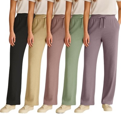 Damenhose geripptes Unterteil Damen Stretch Jogginghose weites Bein Loungewear Pants