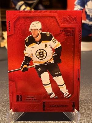 David Pastrnak 2025-26 Skybox Metal Red PMG 17/100