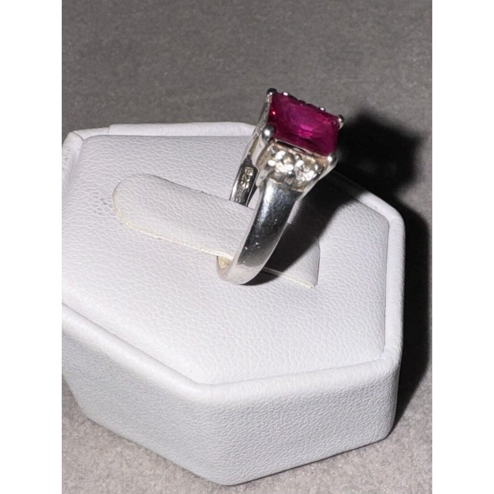 Emerald Cut Ruby Ring 925 Sterling Silver Size 5.… - image 4