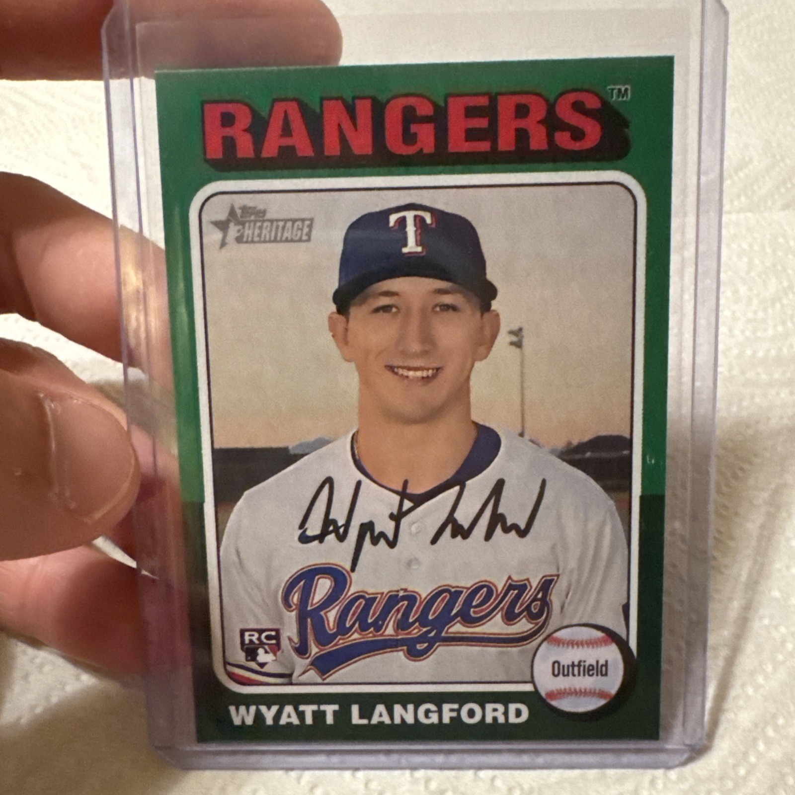 2024 Topps Heritage High Number WYATT LANGFORD GREEN BORDER PARALLEL RC #581