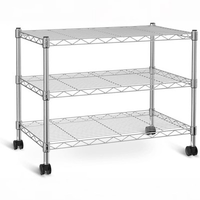 3 Tier Storage Shelving Unit 24''W x 14''D x 20''H Adjustable Wire Rack with Wheels