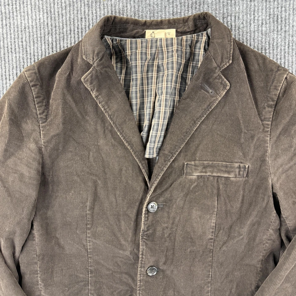 Blazer J.Crew Para Hombres Medio Marrón Pana Abrigo Deportivo 3 Botones Parche Bolsillos Forrado Foto 2 de 4