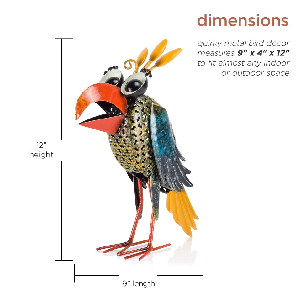 Caprichosa escultura de pájaro de metal de 12 pulgadas duradera jardín césped estatua decoración Foto 2 de 4