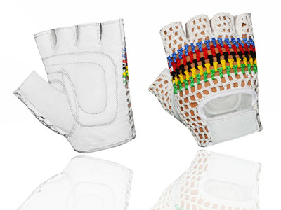 Leather Mesh/Crochet Padded Cycling Gym Training Wheelchair Gloves Small