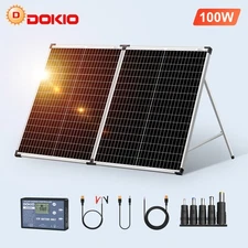 Portable 100W Mono Folding Solar Panel, 12V for Boat, RV,Outdoor & Emergency Use