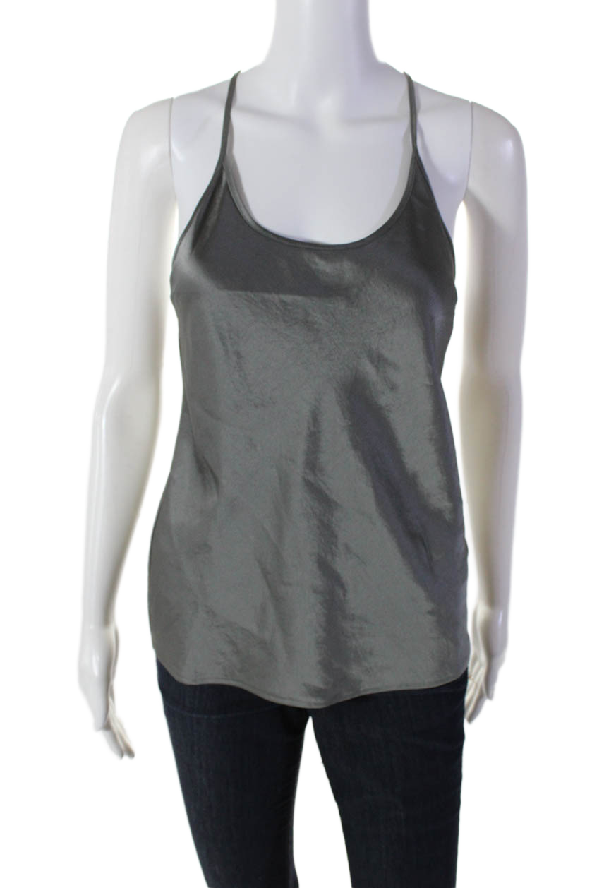 Alexander Wang blusa donna testurizzata con spalline spaghetti tank grigio taglia 0