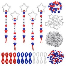Bead Keychain Making Kit Heart Shaped Keyring Red Blue White/Star 564 Pack