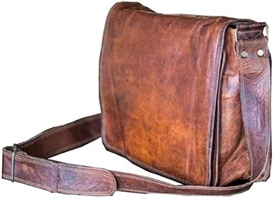  18 inch Leather Full Flap Messenger Handmade Bag Laptop Bag Satchel Bag 