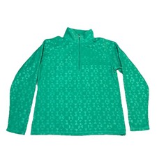Eddie Bauer Women  s Fleece 1/4 Zip Pullover Green Patterned Size Medium